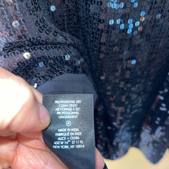 Alice Olivia Womens Dress Size 6 Black Kamryn Sequin Cowl Back Mini New - Picture 3 of 9
